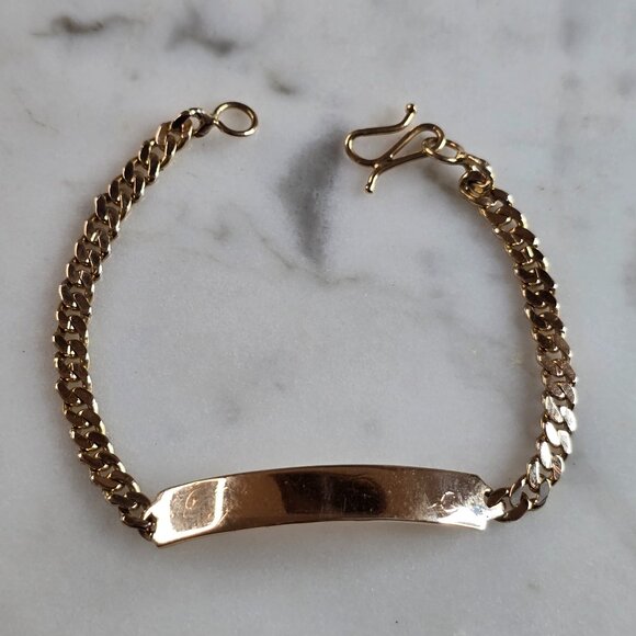 Womens Vintage Estate 14k Yellow Gold ID Bracelet E5250